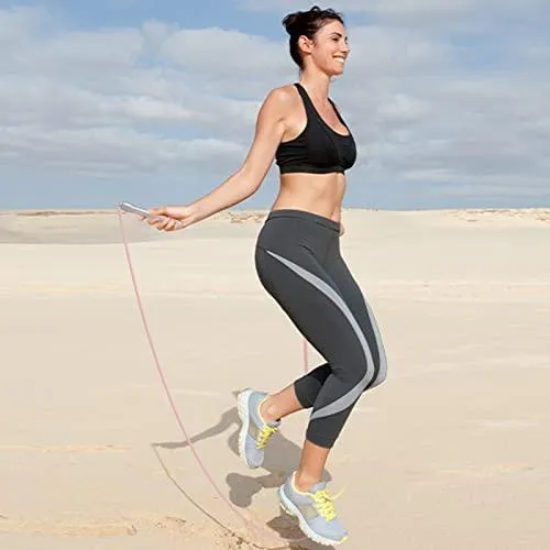 𝐒𝐩𝐞𝐞𝐝 𝐉𝐮𝐦𝐩 𝐑𝐨𝐩𝐞 𝐟𝐨𝐫 𝐅𝐢𝐭𝐧𝐞𝐬𝐬 - Skipping Rope for Women Men Exercise with Adjustable Length Jumping Rope and Alloy & Silicone Handles Suitable for Workout Boxing Home Gym