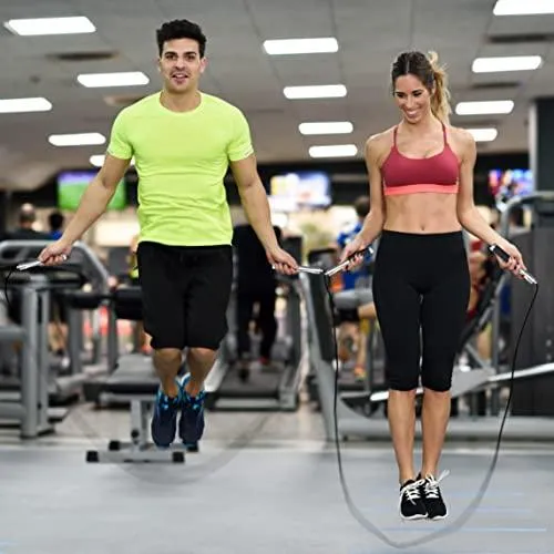 𝐒𝐩𝐞𝐞𝐝 𝐉𝐮𝐦𝐩 𝐑𝐨𝐩𝐞 𝐟𝐨𝐫 𝐅𝐢𝐭𝐧𝐞𝐬𝐬 - Skipping Rope for Women Men Exercise with Adjustable Length Jumping Rope and Alloy & Silicone Handles Suitable for Workout Boxing Home Gym