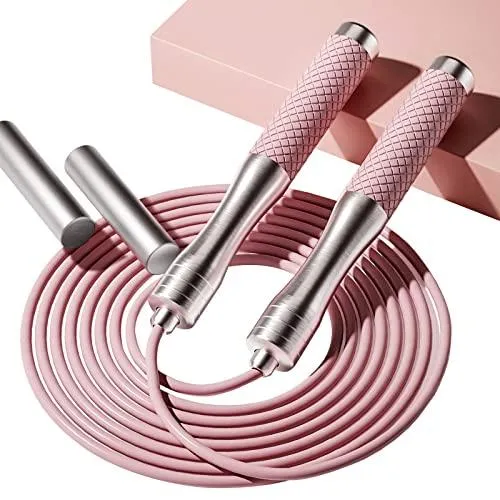 𝐒𝐩𝐞𝐞𝐝 𝐉𝐮𝐦𝐩 𝐑𝐨𝐩𝐞 𝐟𝐨𝐫 𝐅𝐢𝐭𝐧𝐞𝐬𝐬 - Skipping Rope for Women Men Exercise with Adjustable Length Jumping Rope and Alloy & Silicone Handles Suitable for Workout Boxing Home Gym