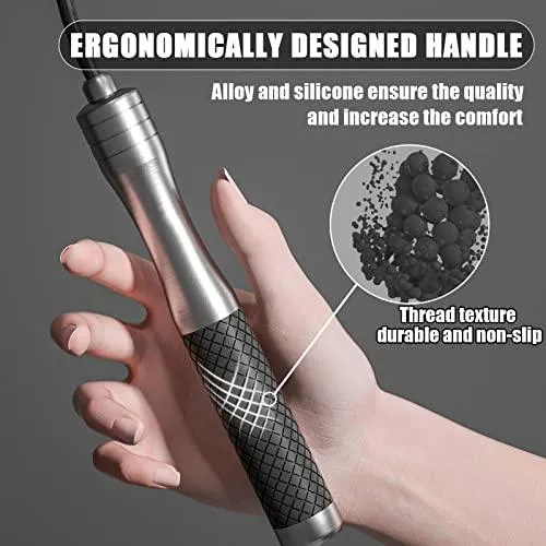 𝐒𝐩𝐞𝐞𝐝 𝐉𝐮𝐦𝐩 𝐑𝐨𝐩𝐞 𝐟𝐨𝐫 𝐅𝐢𝐭𝐧𝐞𝐬𝐬 - Skipping Rope for Women Men Exercise with Adjustable Length Jumping Rope and Alloy & Silicone Handles Suitable for Workout Boxing Home Gym