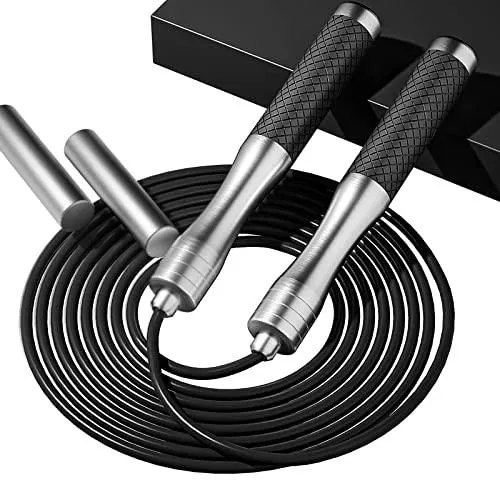𝐒𝐩𝐞𝐞𝐝 𝐉𝐮𝐦𝐩 𝐑𝐨𝐩𝐞 𝐟𝐨𝐫 𝐅𝐢𝐭𝐧𝐞𝐬𝐬 - Skipping Rope for Women Men Exercise with Adjustable Length Jumping Rope and Alloy & Silicone Handles Suitable for Workout Boxing Home Gym
