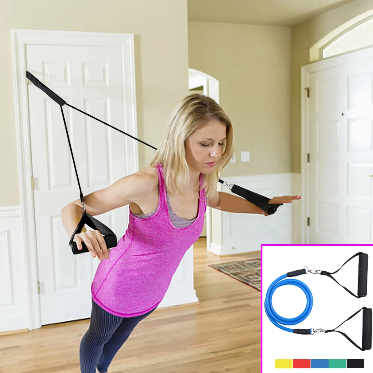 11 PCS Resistance Band Set Yoga Pilates Abs Exercise Fitness Tube Workout Bands