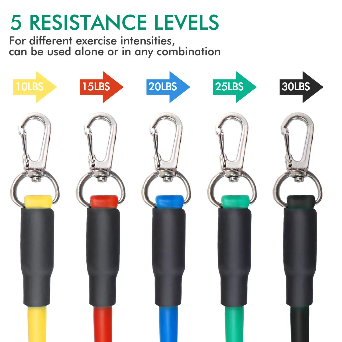 11 PCS Resistance Band Set Yoga Pilates Abs Exercise Fitness Tube Workout Bands