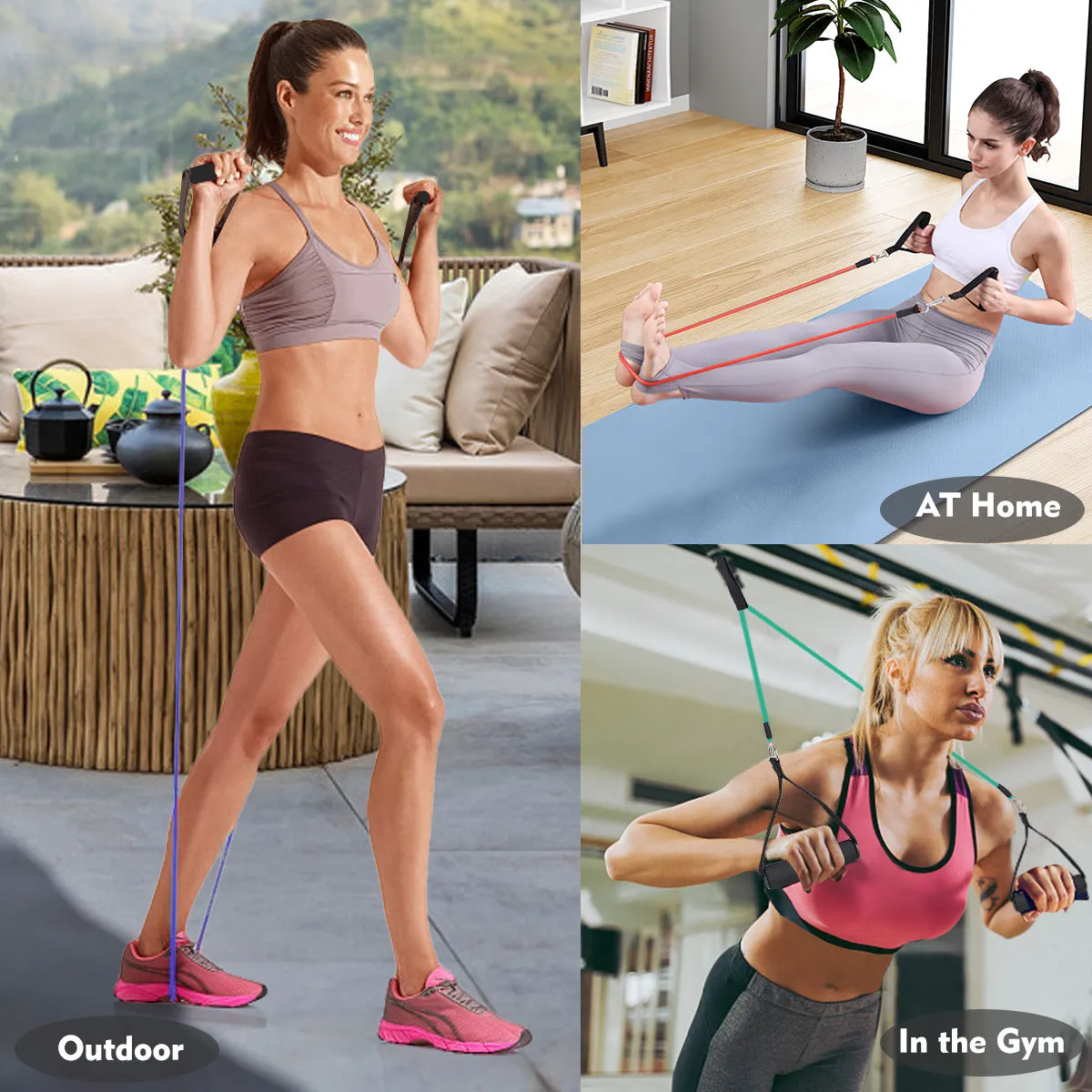 11 PCS Resistance Band Set Yoga Pilates Abs Exercise Fitness Tube Workout Bands