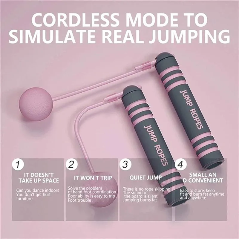 2 In 1 Ropeless and Corded Speed Skipping Jump Rope Indoor Outdoor