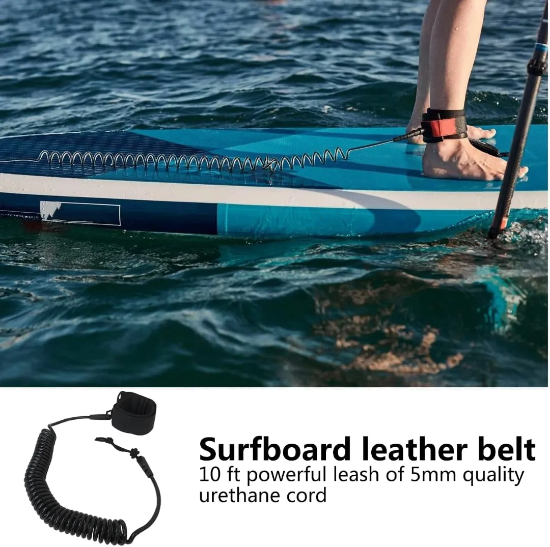 2024 NEW Coiled SUP Leash 10 FT Surfboard Leash Sup Leg Rope Strap Stand Up Paddleboard Leash Suitable for Stand Up Paddling, Surfing and Kayaking - Black