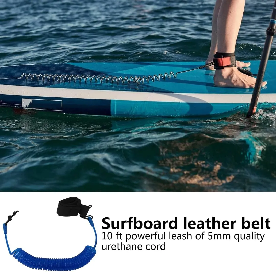 2024 NEW Stand UP Paddle Board 10FT SUP Leash 5mm Coiled Spring Leg Rope Leash - Blue