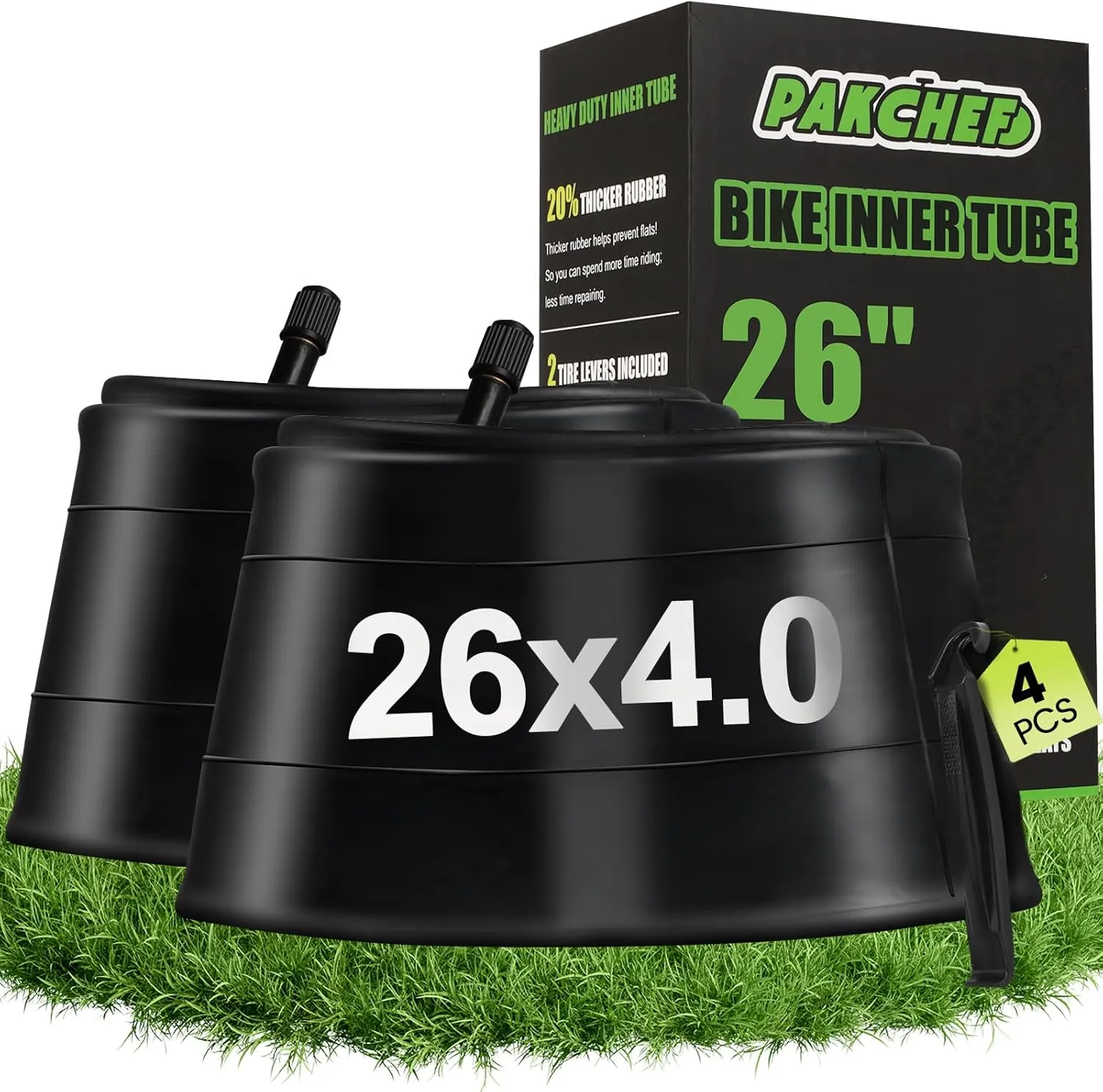 20/26 x 4.0 Fat Tire Tube for 20 26 x 3.5/4.0 E-Bike Bicycle Fat Tire Tubes Schrader Valve - 20, 26 Inch Butyl Rubber Bike Inner Tube