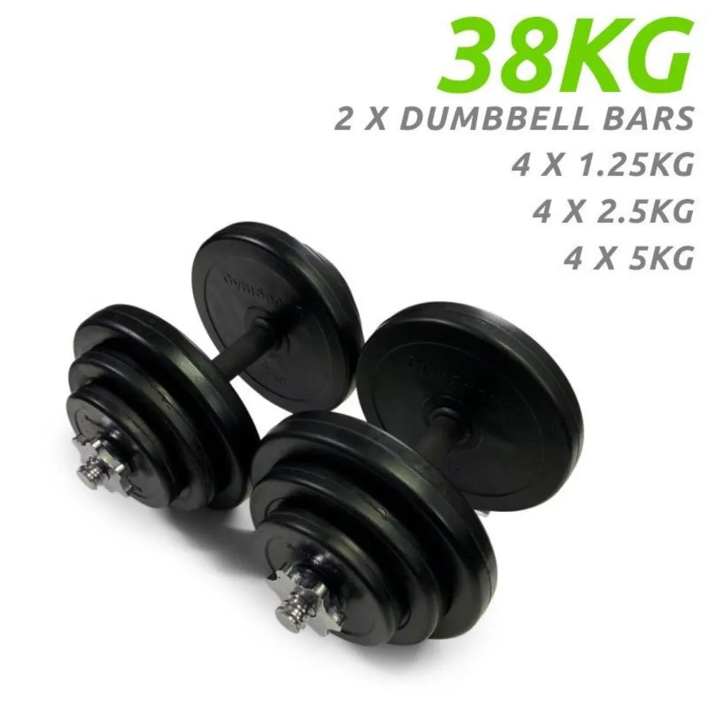 38kg Premium Rubber Dumbbell Set