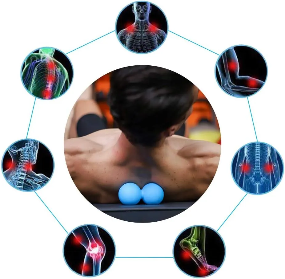5BILLION FITNESS Peanut Massage Ball - Double Lacrosse Massage Ball & Mobility Ball for Physical Therapy - Deep Tissue Massage Tool for Myofascial Release, Muscle Relaxer, Acupoint Massage