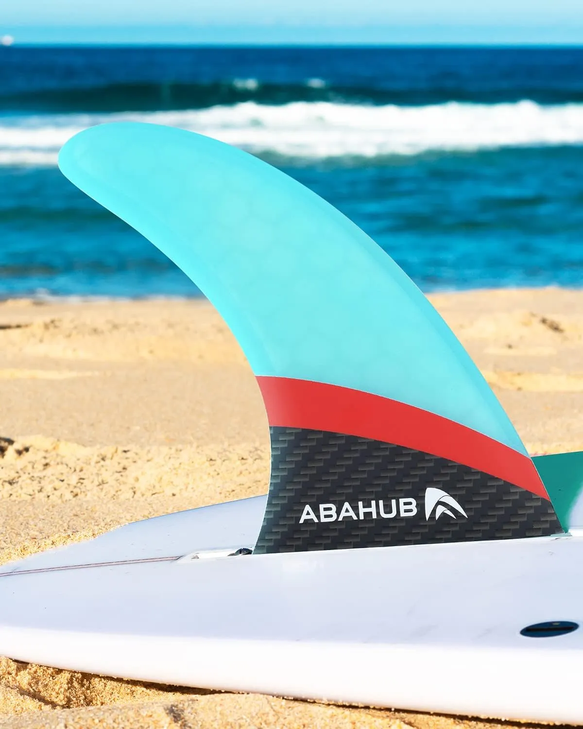 Abahub 8'' SUP Single Center Fin with 1 No Tool Fin Screw, Fiberglass Reinforeced 8 inch SUP Replacement Fins for Surfboard, Stand-up Paddle Board, Longboard, Black/Blue/White