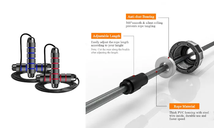 Adjustable 2 Piece Skipping Rope 9.8ft