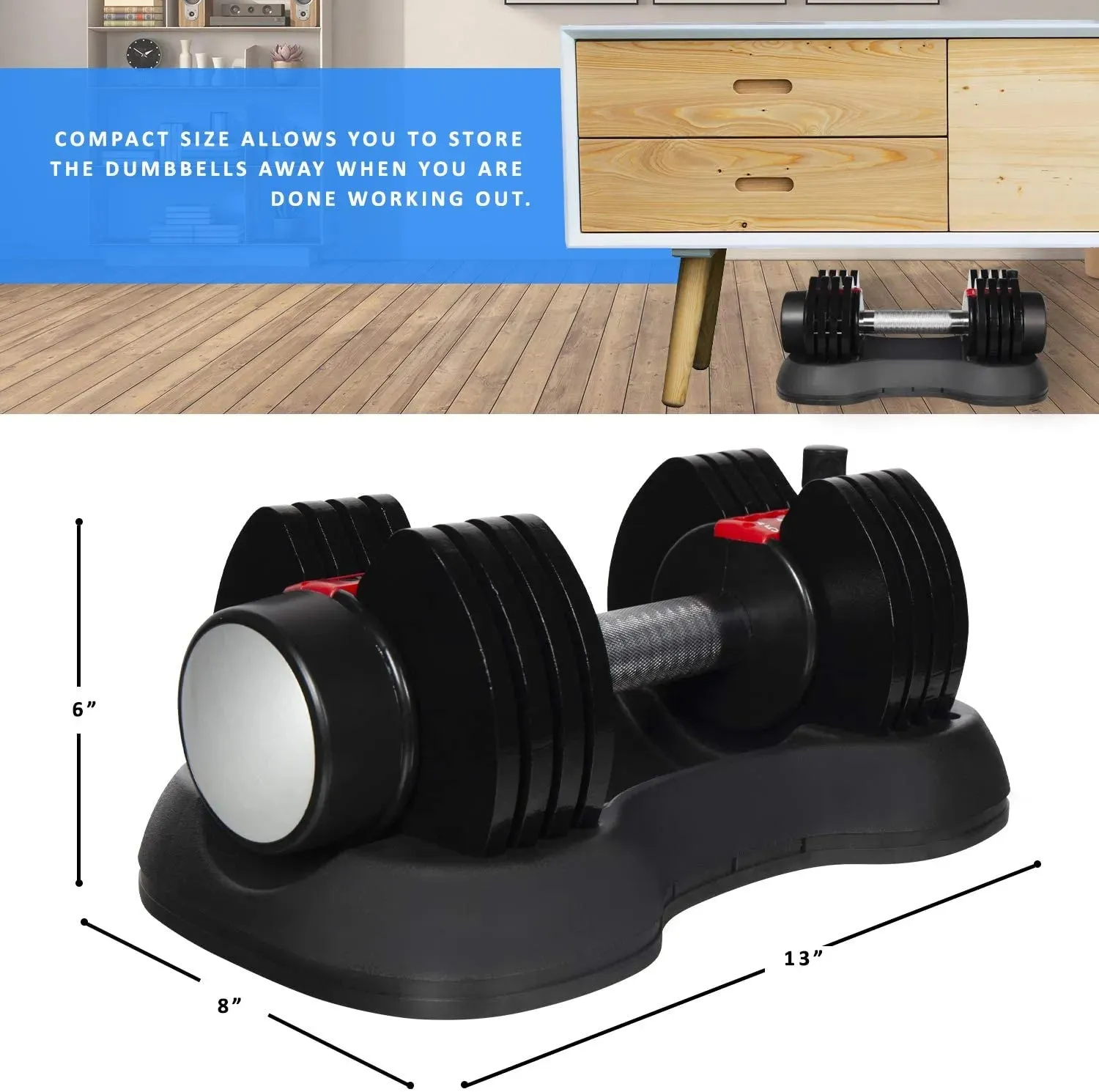 Adjustable Dumbbells 5-12.5 lbs with Quick-Change System