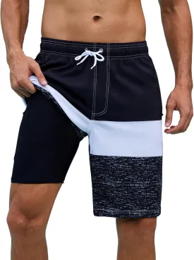 Arcweg Mens Swim Trunks with Compression Liner 9 Men Beach Board 2 in 1 Bathing Suit with Zipper Pockets, Quick Dry