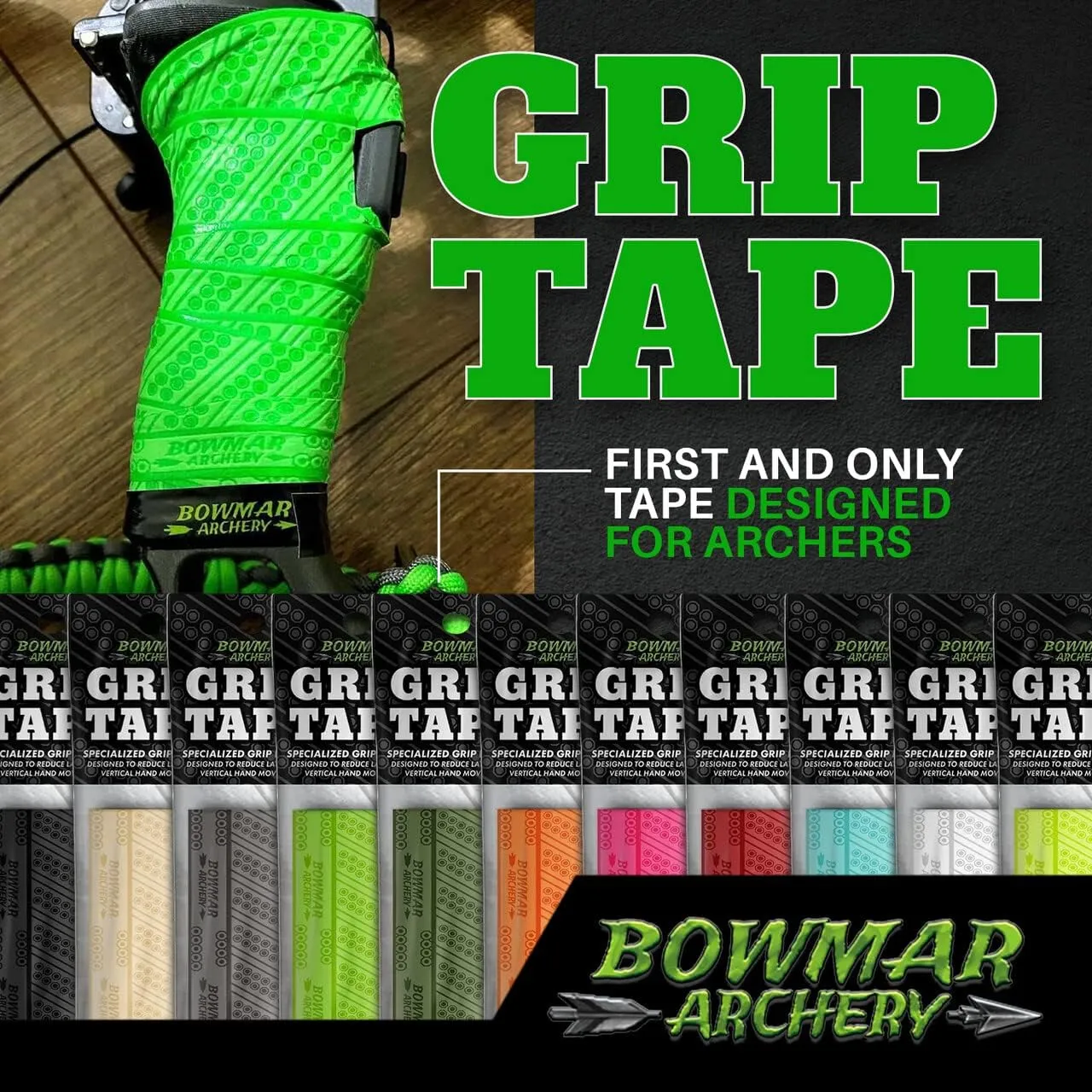 Bowmar Archery Grip Tape, Designed for Archers, Self-Adhering, Effective in Dry or Wet Conditions, Comfortable, Tacky, Easy to Install