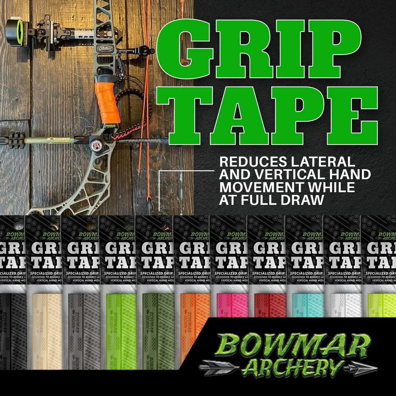 Bowmar Archery Grip Tape, Designed for Archers, Self-Adhering, Effective in Dry or Wet Conditions, Comfortable, Tacky, Easy to Install