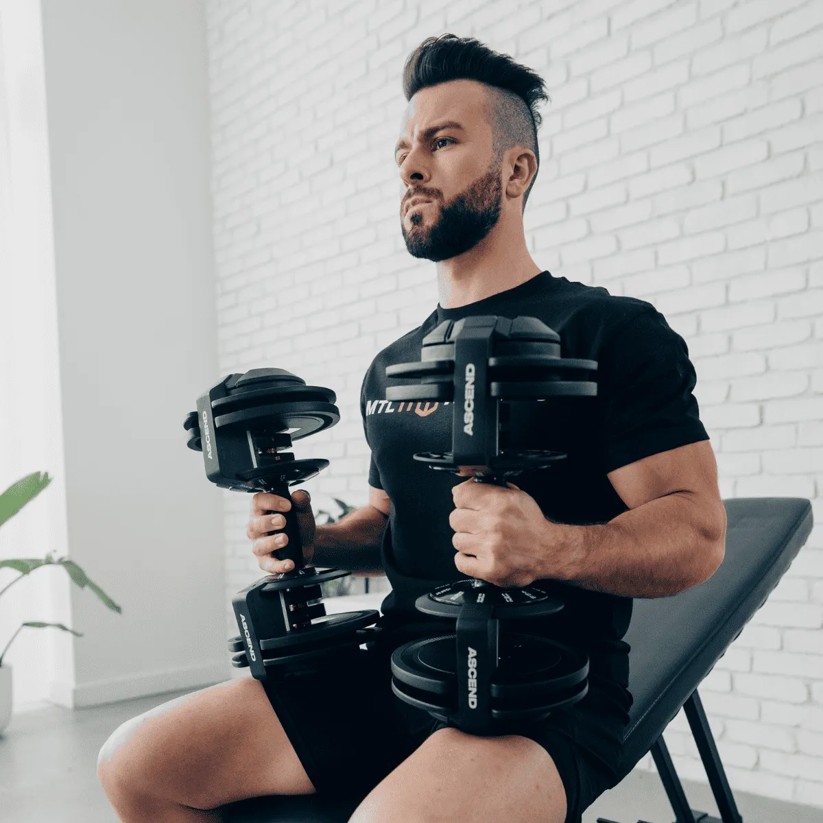 Bundle:  Ascend 3-in-1 Adjustable Dumbbells (7 to 52.5 lb) & Bench
