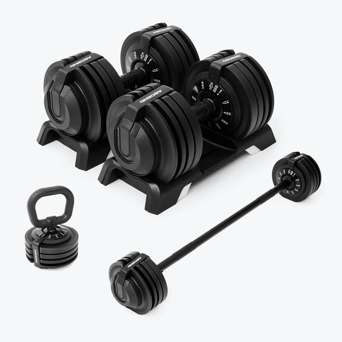 Bundle:  Ascend 3-in-1 Adjustable Dumbbells (7 to 52.5 lb) & Bench