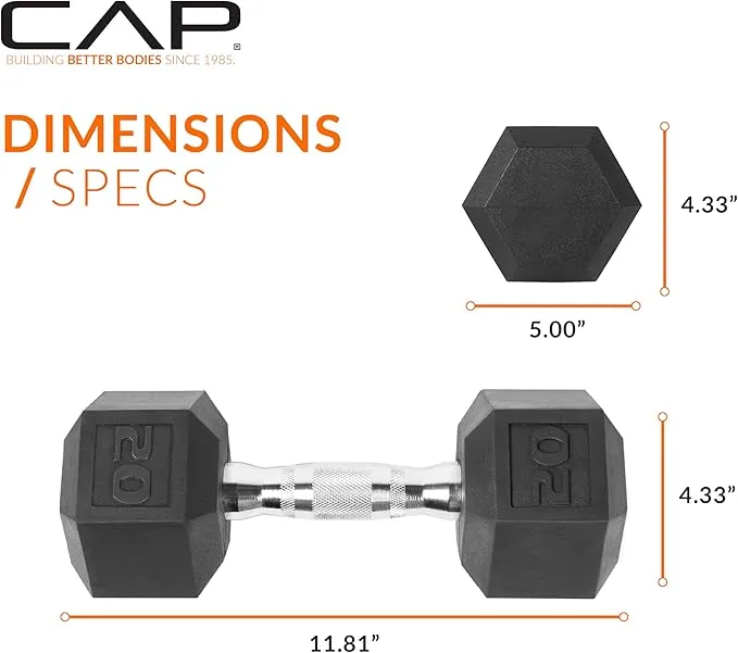 CAP Barbell 20 lb. Coated Dumbbell Weight | Multiple Options Pairs & Sets