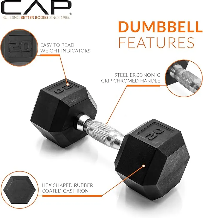 CAP Barbell 20 lb. Coated Dumbbell Weight | Multiple Options Pairs & Sets