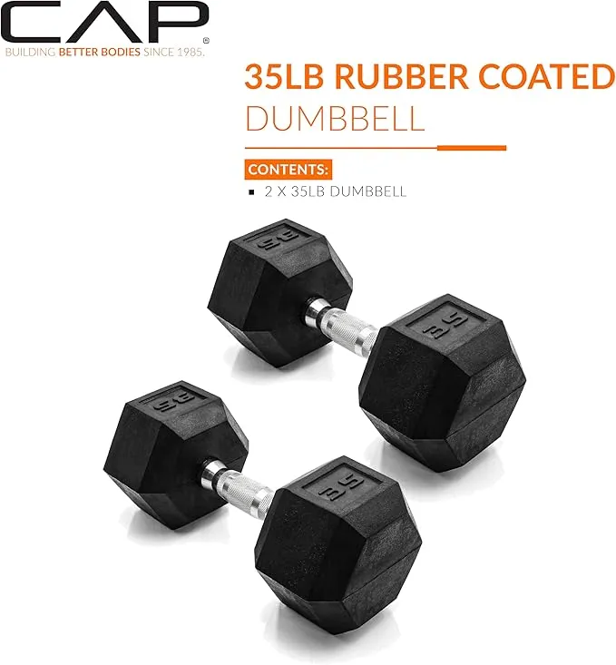 CAP Barbell 35 lb. Coated Dumbbell Weight | Multiple Options Pairs & Sets