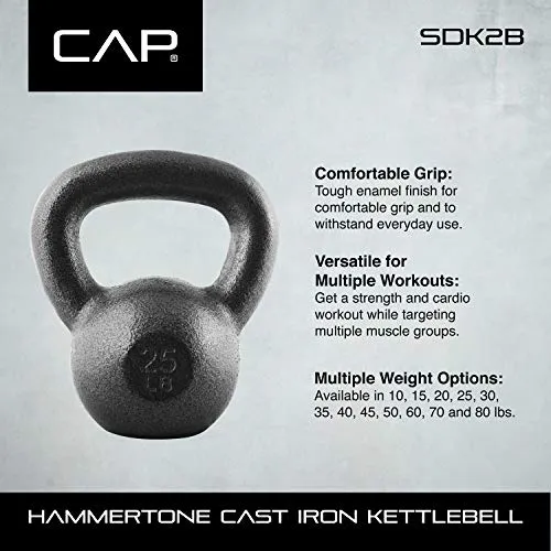 CAP Barbell Black Cast Iron Kettlebell | 60 Pounds