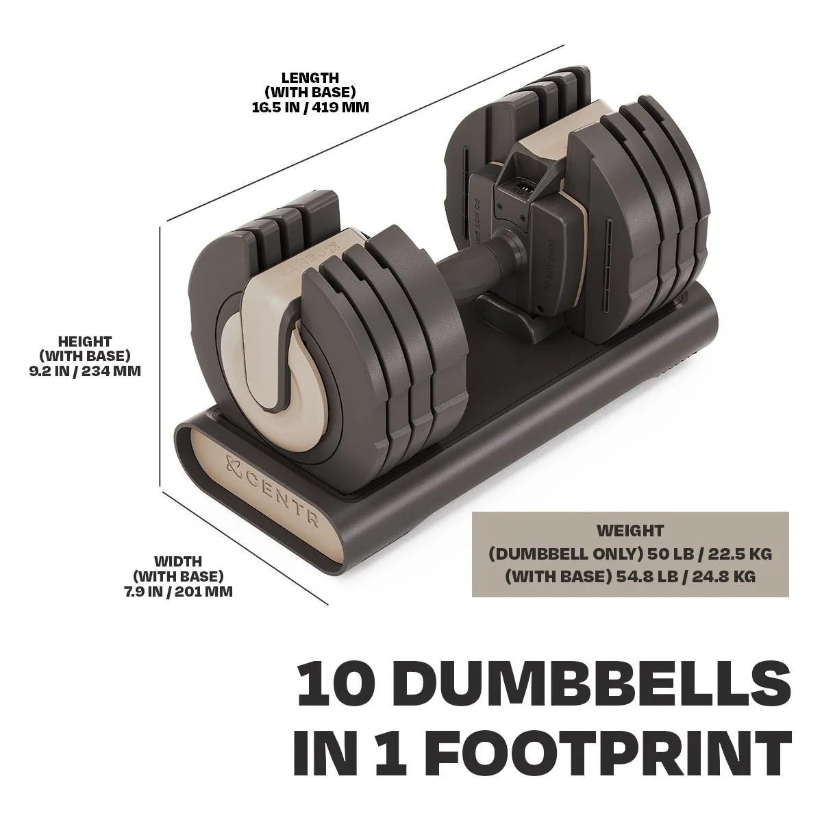 Centr Smart Stack 5-50 Adjustable Dumbbell