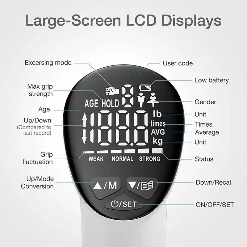 Digital Hand Grip Strengthener - Hand Grip Trainer with Auto-Capturing Digital Hand Dynamometer