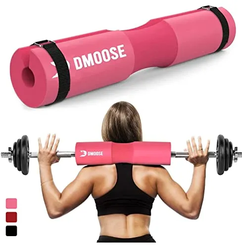 DMoose Barbell Pad, Relief Pressure from Neck, Shoulder, and Provide Lower Back Support, Non-Slip EVA Foam Squat Pad with Safety Straps, Hip Thrust Pad for Squats, Lunges - For Standard & Olympic Bars
