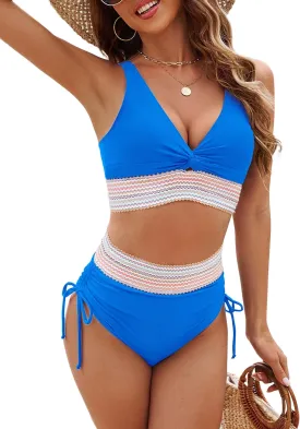 Edelqual Women High Waisted Bikini Sets Tummy Control Swimsuits Two Piece Bathing Swim Suits Summer Beach Swimwear