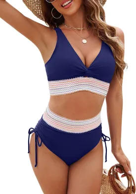 Edelqual Women High Waisted Bikini Sets Tummy Control Swimsuits Two Piece Bathing Swim Suits Summer Beach Swimwear