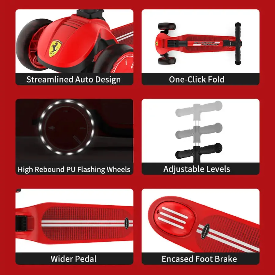 Ferrari Twist Scooter For Kids With Adjustable Height (Red)