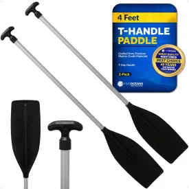Five Oceans 4-Feet Canoe Paddle - Boat Paddle, T-Handle Oar Paddle for Canoe, Kayak and Small Boats - Corrosion-Resistant Floating Boat Paddles Marine-Grade Aluminum and Heavy-Duty Plasti