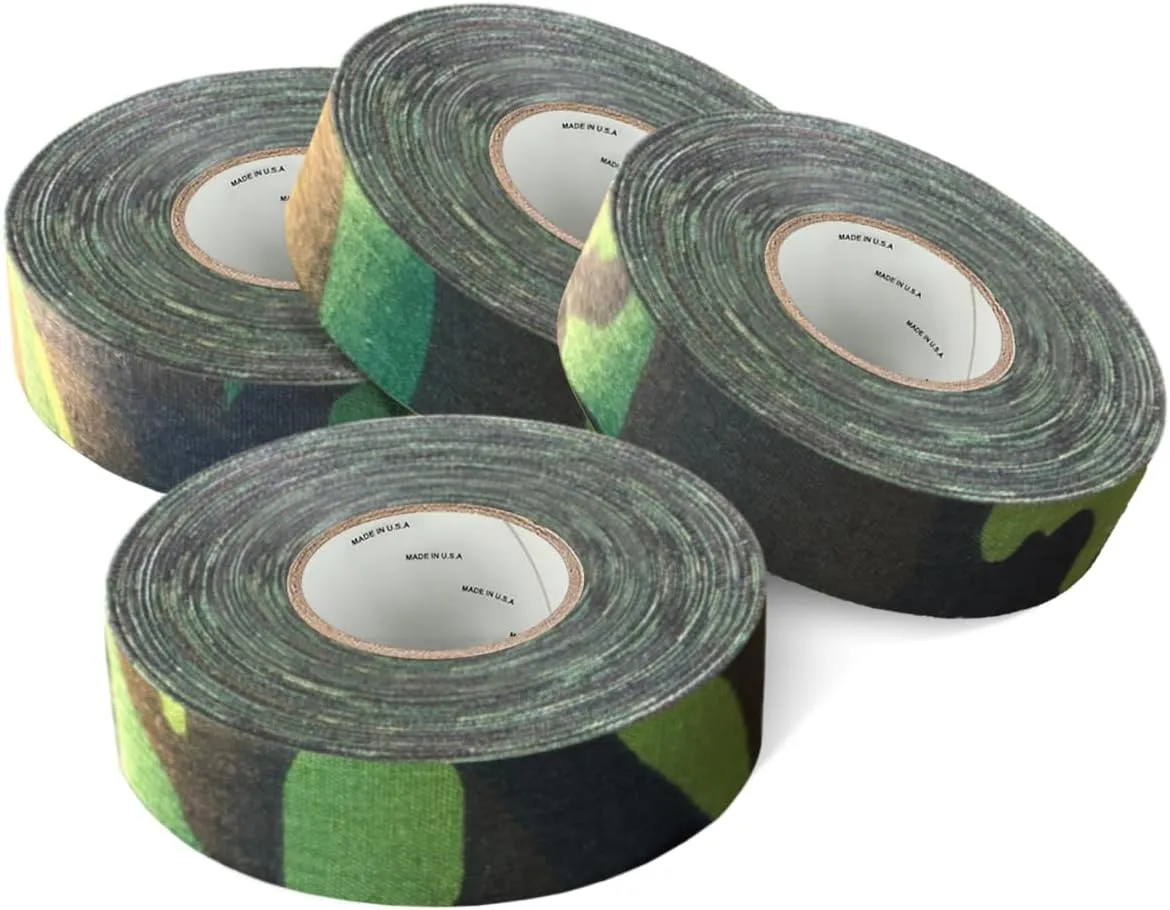 Hockey Tape Pack of 4 - Heavy Duty, Multi-Purpose Cloth Tape for Sports, Ice & Roller Hockey, Baseball Bat Tape, Durable and Reliable ??Sport Tape Made in USA (1 Inch x 25 Yards)