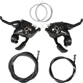 Lomodo 4 Pieces Bicycle Brake Accessories Including 2 x EF51-7 3x7 21 Speed Brake Shift Levers with Inner Cable and 2 x Brake Wire (Front and Rear Brake Cable) for Mountain/MTB Bike