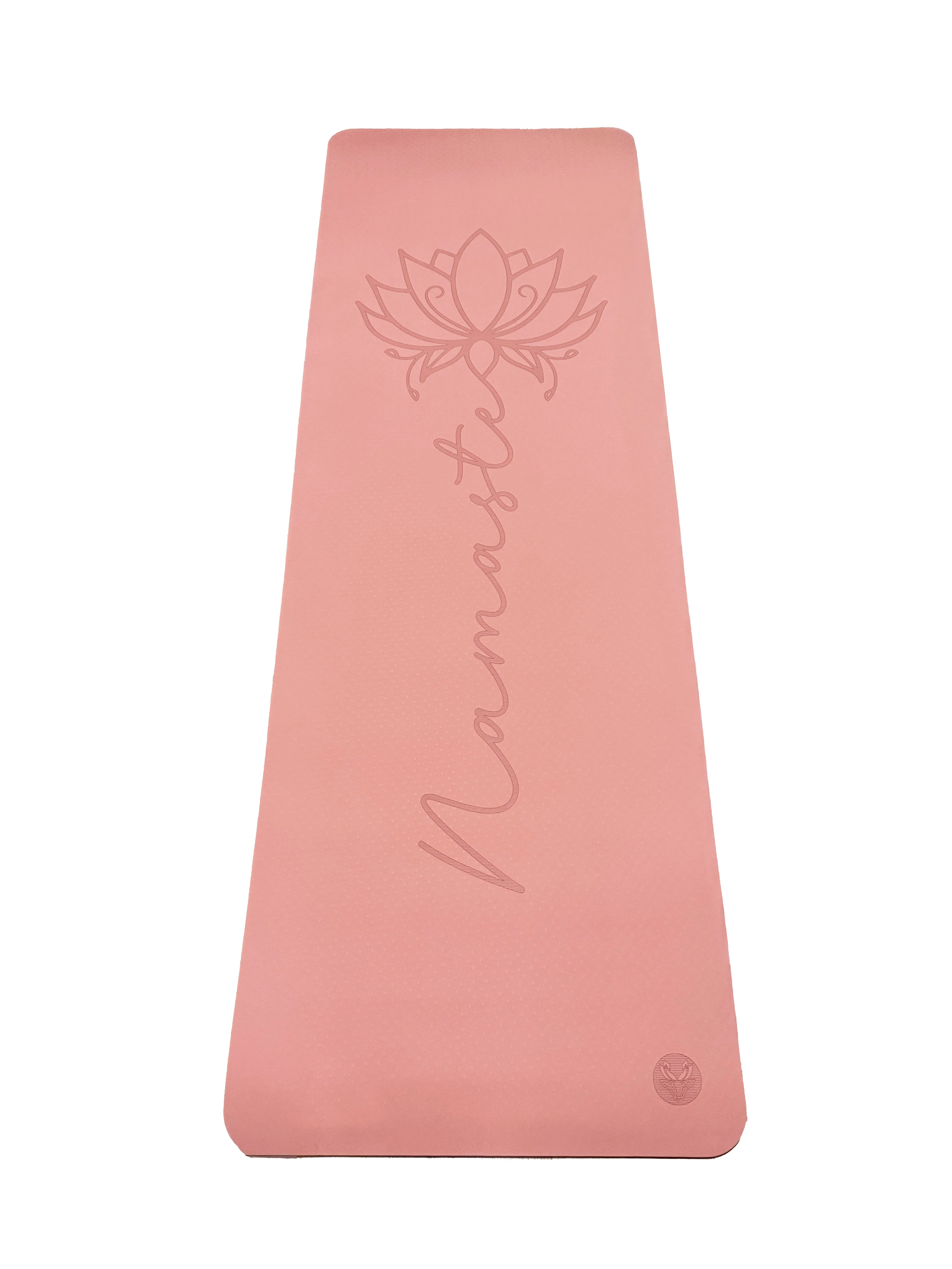 Lotus TPE Non-Slip Namaste Yoga Mat (6mm) Pink