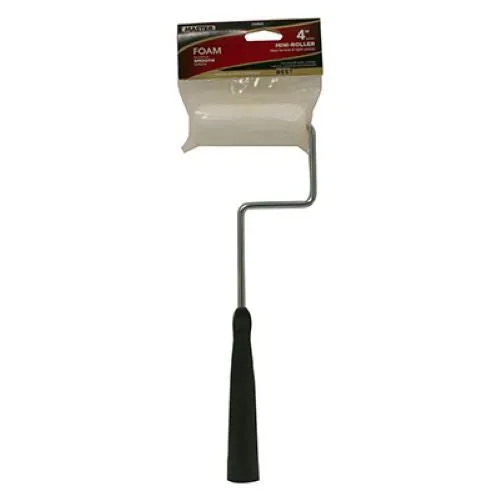 Master Painter 60180TV 4" Inch High Density Foam Mini Paint Roller Cover With 12" Zinc Plated Frame - Quantity of 4
