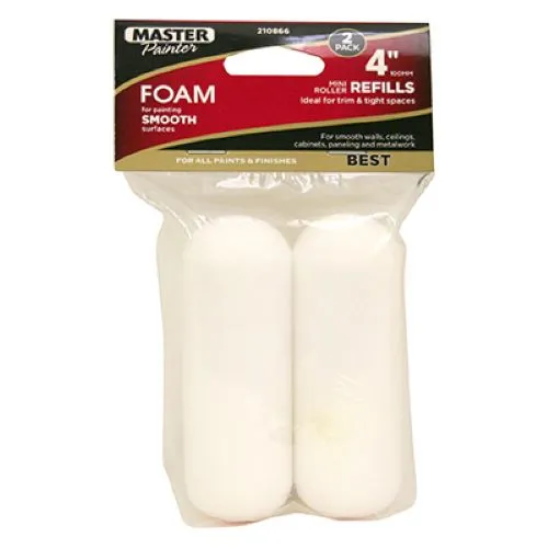 Master Painter 60181TV 2-Pack 4" High Density Foam Roller Cover Refills - Quantity of 10