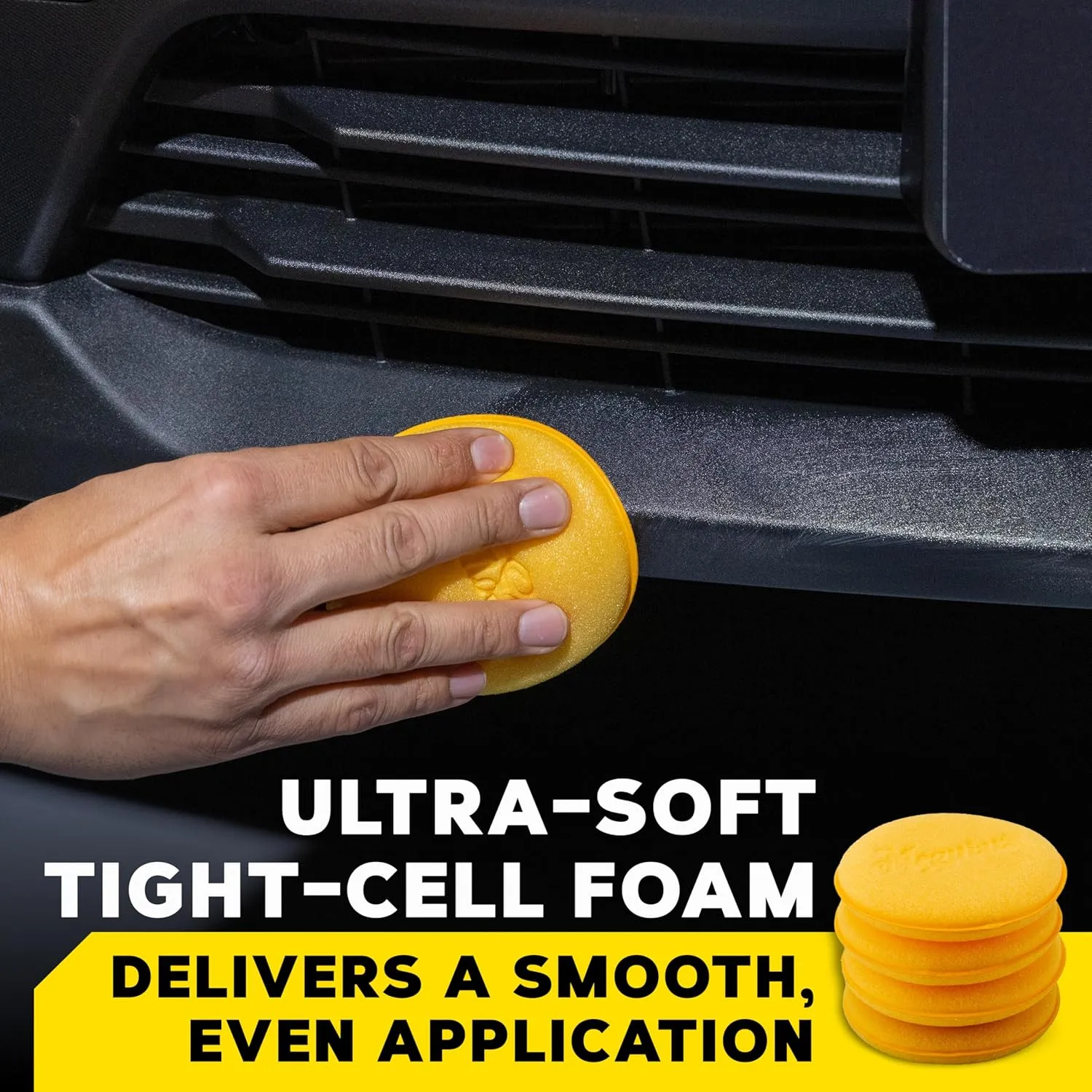 Meguiar's 4" Foam Applicator Pads, 4 Count - Ultra-Soft Hand Applicators with a Tight-Cell Foam Construction for a Smooth Application of Waxes, Polishes, Tire Dressing, Protectants and More, 4 Pack