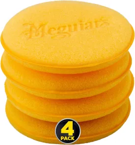 Meguiar's 4" Foam Applicator Pads, 4 Count - Ultra-Soft Hand Applicators with a Tight-Cell Foam Construction for a Smooth Application of Waxes, Polishes, Tire Dressing, Protectants and More, 4 Pack