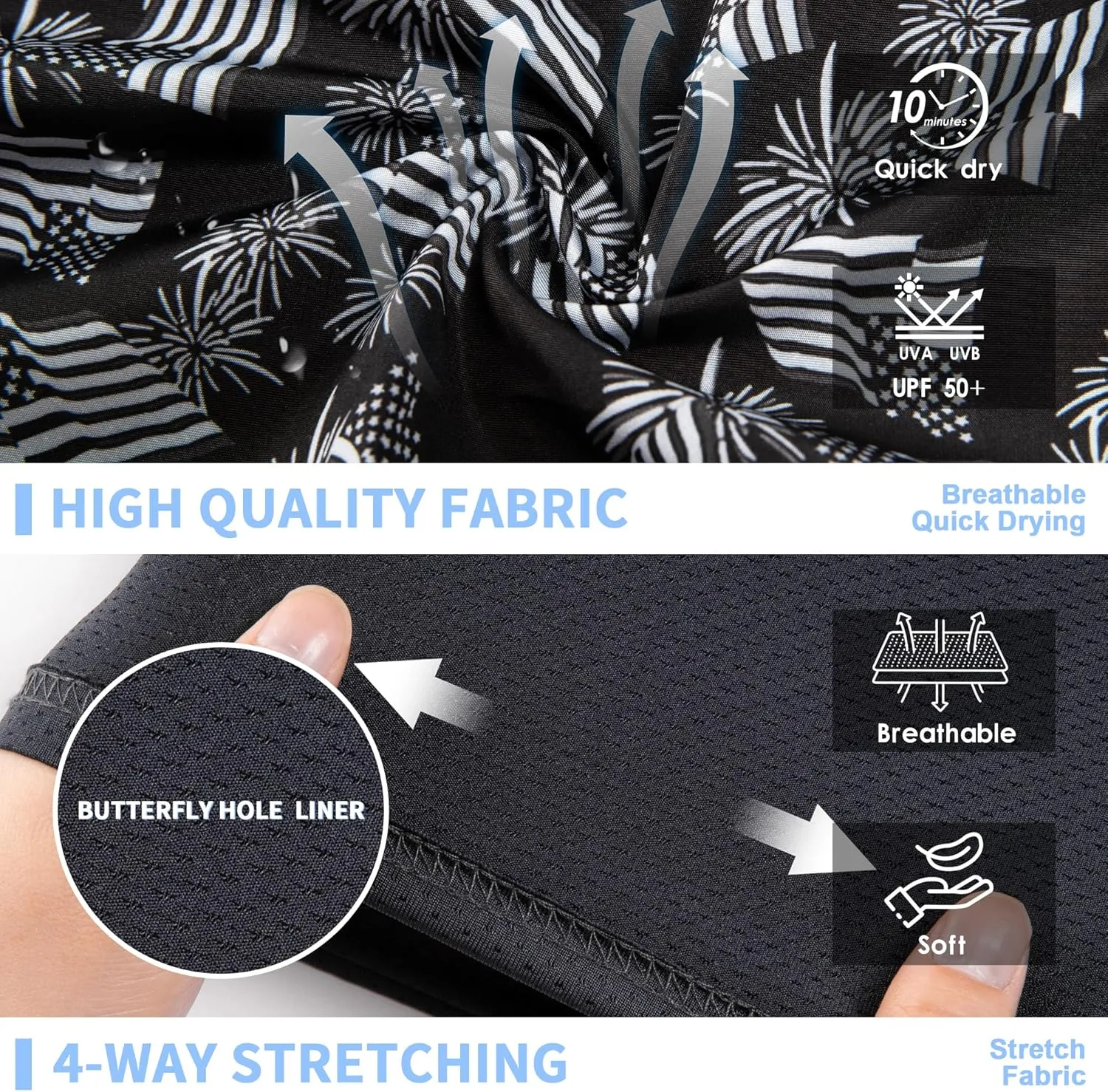 Mens Swim Trunks 9" Board Shorts with Compression Liner Swimsuit Built-in Bathing Suit Quick Dry Swimwear Zipper Pocket