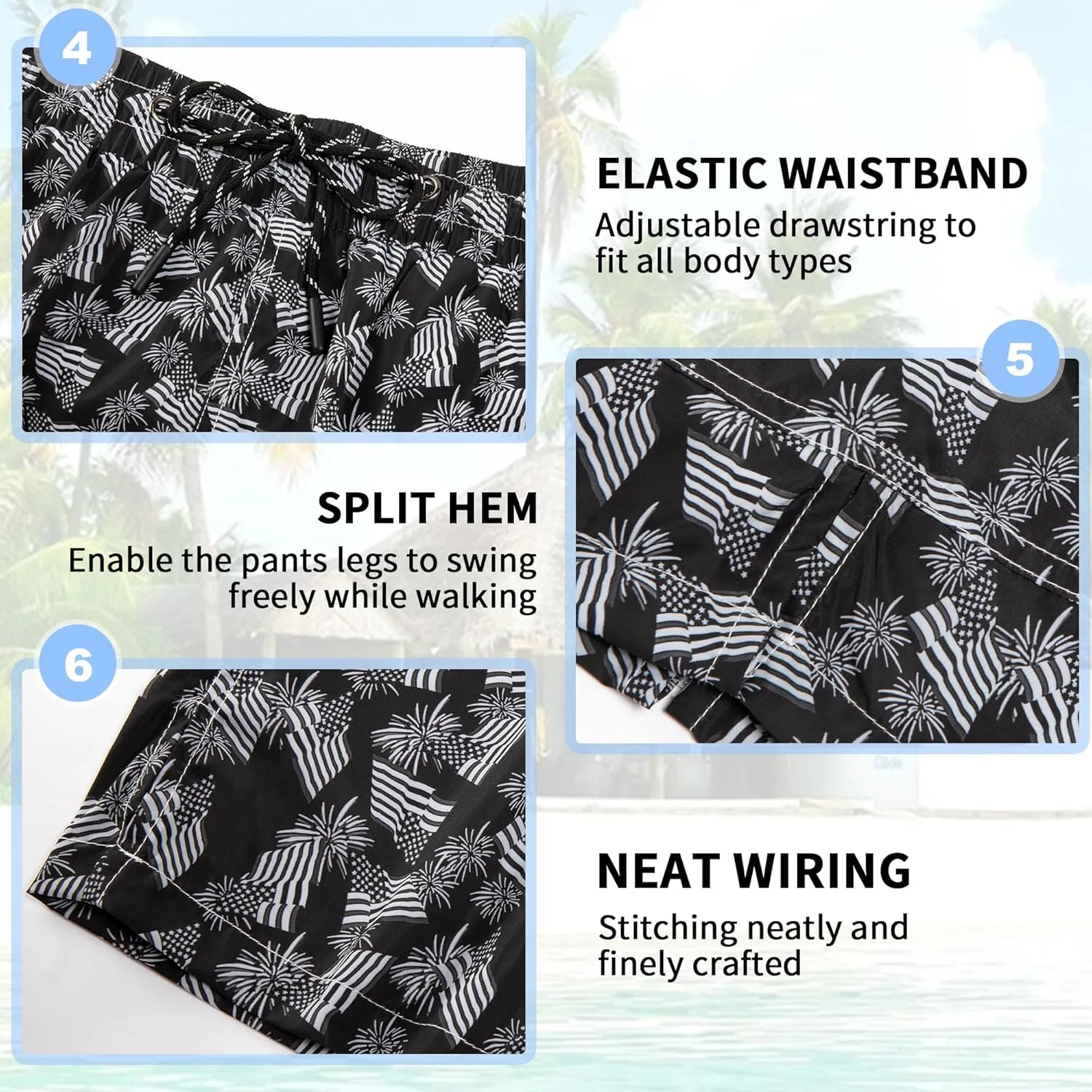 Mens Swim Trunks 9" Board Shorts with Compression Liner Swimsuit Built-in Bathing Suit Quick Dry Swimwear Zipper Pocket
