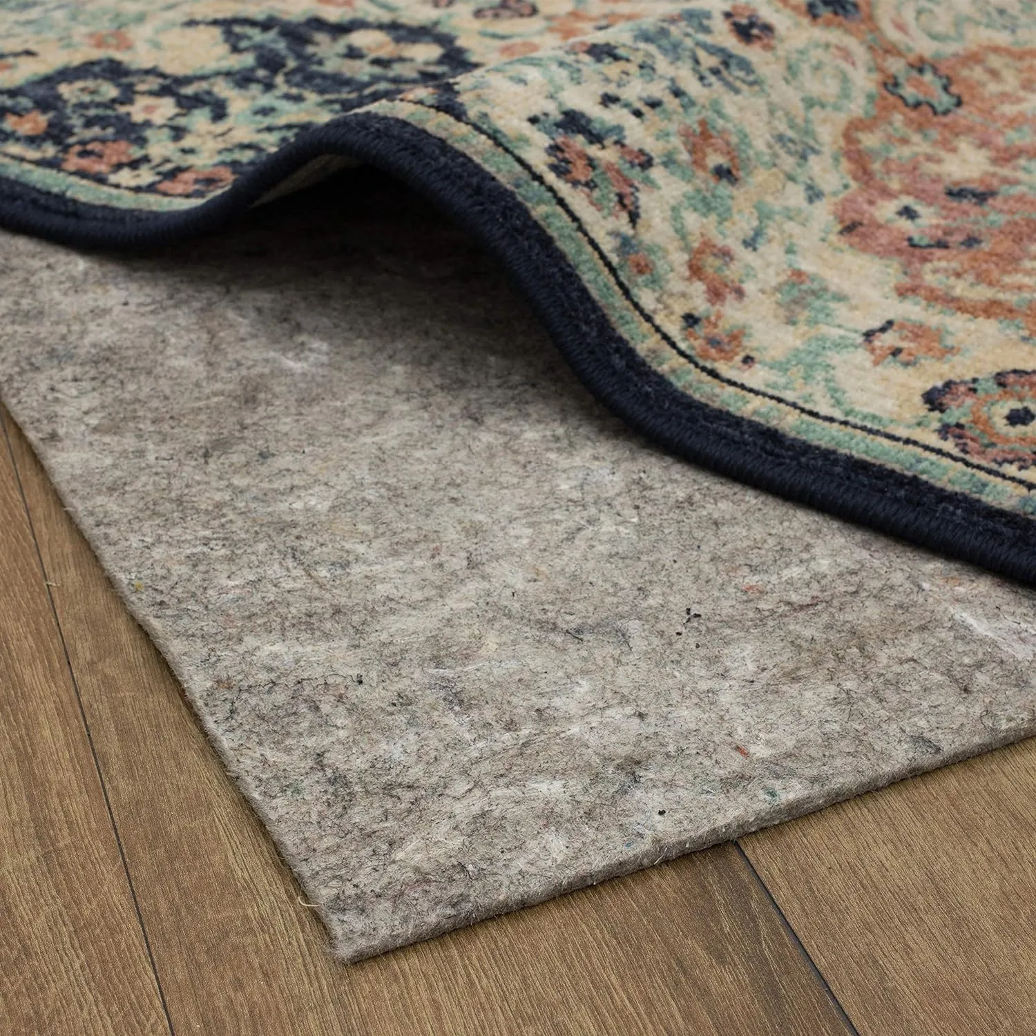 Mohawk Home 6' x 9' Non Slip Rug Pad Gripper 1/4 Thick Dual Surface Felt   Rubber Gripper - Safe for All Floors, Synthetic Fiber, Brown