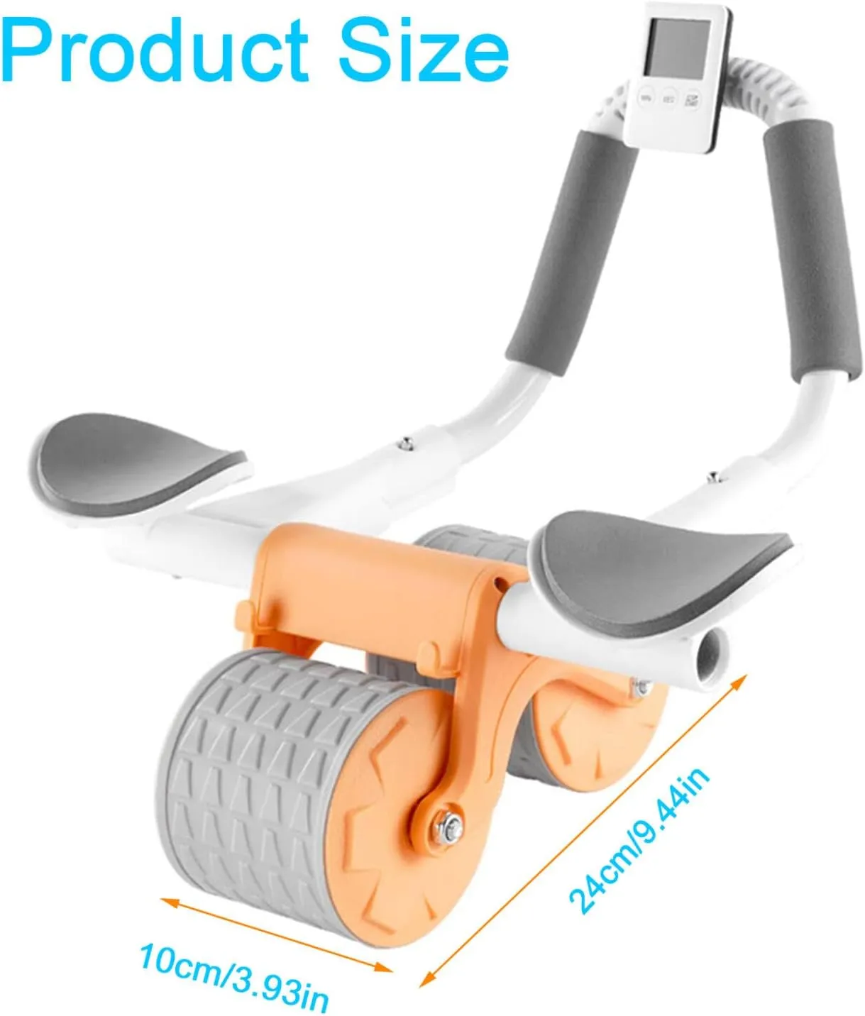 New Ab Roller Wheel W/ Knee Mat & Timer, Automatic Rebound Abdominal Exercise Roller W/ Elbow Support