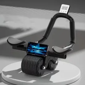 New Ab Roller Wheel W/ Knee Mat & Timer, Automatic Rebound Abdominal Exercise Roller W/ Elbow Support