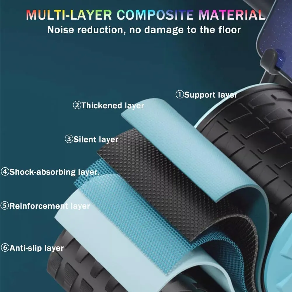 New Ab Roller Wheel W/ Knee Mat & Timer, Automatic Rebound Abdominal Exercise Roller W/ Elbow Support