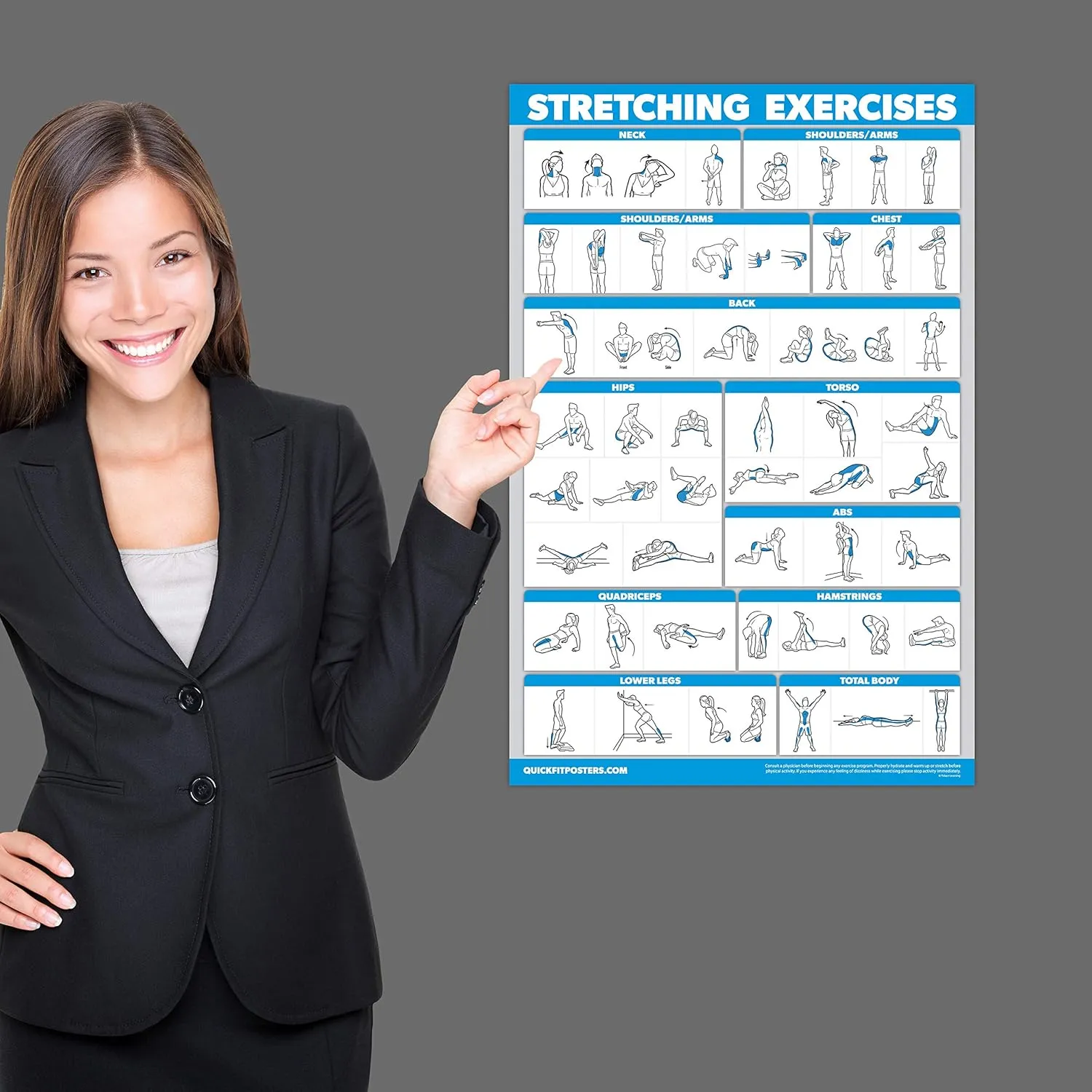 Palace Learning 4 Pack - Dumbbell Workouts   Bodyweight Workouts   Stretching Exercises   Kettlebell - Set of 4 Workout Charts (18 x 24, LAMINATED)