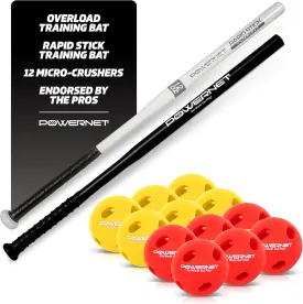 PowerNet Overload and Underload Training Bats, Rapid Stick or Overload Bat, Slim Barrel Design, Build Hand-Eye Coordination