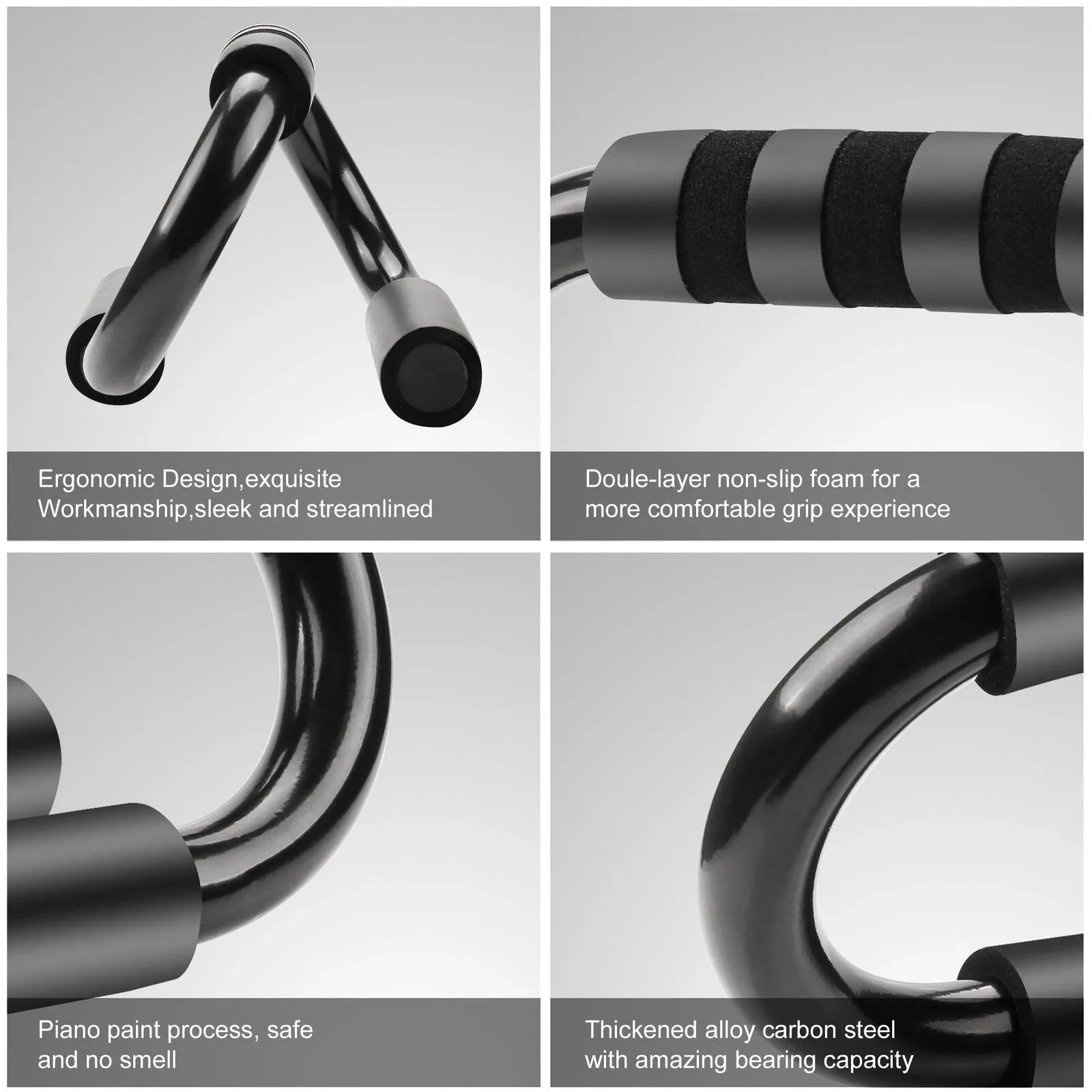 Push Up Bars Stand S Shape Fitness Workout Gym Exercise with Push-Up Training Mat