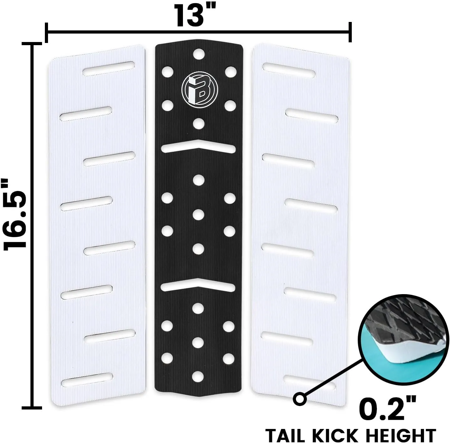 Rokia R 3 Pieces Surfboard Traction Pad EVA foam Surf Traction Pad with 3M Adhesive Non-Slip Sup Deck Pad Fit for Surf Tail Pad Fish, Surfboards, Skimboard, Longboard, Shortboard